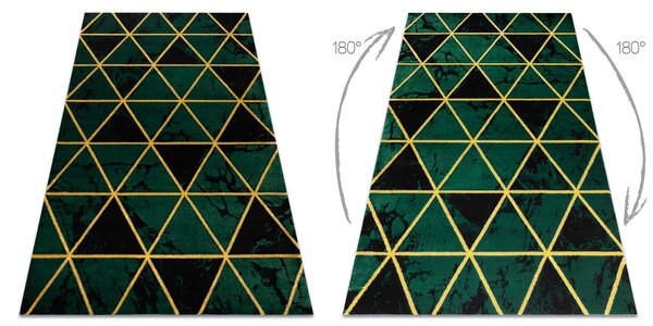 Exclusiv EMERALD covor 1020 glamour, stilat, marmură, triunghiurile sticla verde / aur