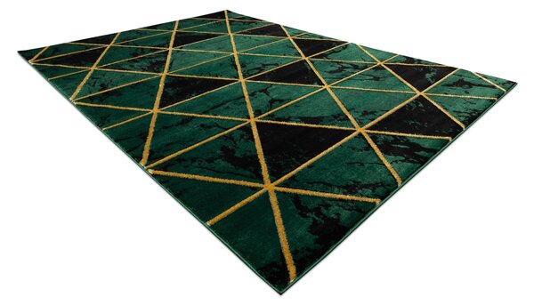 Exclusiv EMERALD covor 1020 glamour, stilat, marmură, triunghiurile sticla verde / aur
