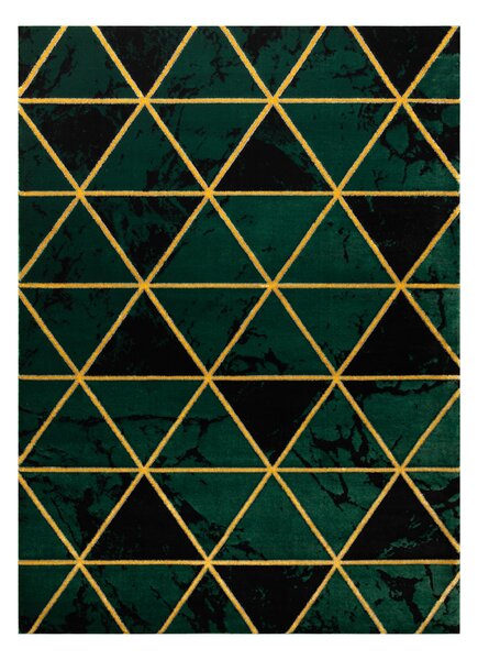 Exclusiv EMERALD covor 1020 glamour, stilat, marmură, triunghiurile sticla verde / aur