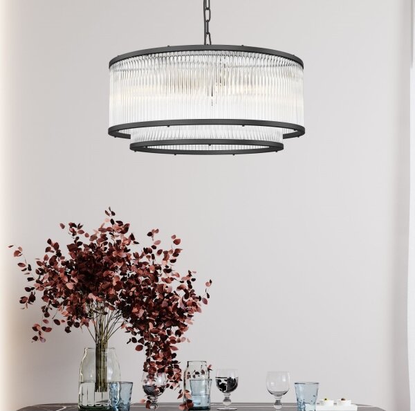 Lustră pe lanț Zuma Line P0528-06H-P7AC SERGIO 6xE14/60W/230V negru
