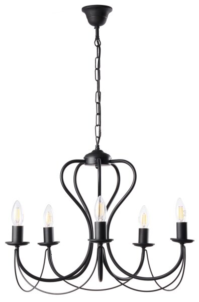 Lustră pe lanț ONLI CANDELA 5xE14/6W/230V negru