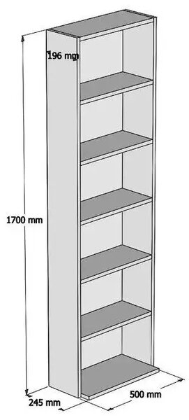 Biblioteca/etajera carti, Homs Design, nuc, 160 x 50 x 20 cm, PAL