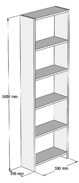 Biblioteca/etajera carti, Homs Design, nuc, 160 x 50 x 20 cm, PAL