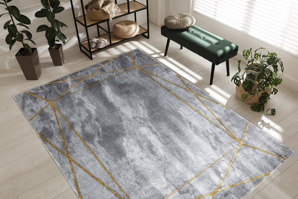 Exclusiv EMERALD covor 1022 glamour, stilat, geometric, marmură gri / aur