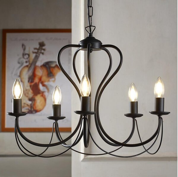 Lustră pe lanț ONLI CANDELA 5xE14/6W/230V negru