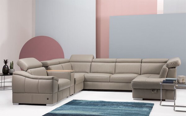 Colțar lemn masiv Urbano 346×79–97×287 cm - Stânga