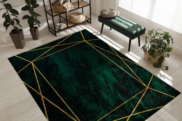Exclusiv EMERALD covor 1022 glamour, stilat, geometric, marmură sticla verde / aur