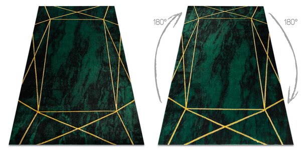 Exclusiv EMERALD covor 1022 glamour, stilat, geometric, marmură sticla verde / aur