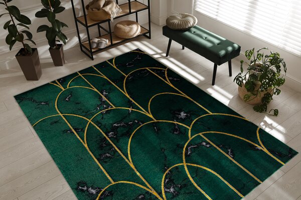 Exclusiv EMERALD covor 1016 glamour, stilat, art deco, marmură sticla verde / aur