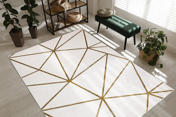 Exclusiv EMERALD covor 1013 glamour, stilat, geometric cremă / aur