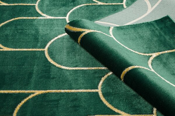 Exclusiv EMERALD covor 1021 glamour, stilat, art deco, sticla verde / aur