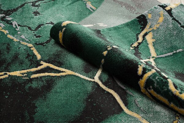 Exclusiv EMERALD covor 1018 glamour, stilat, marmură sticla verde / aur