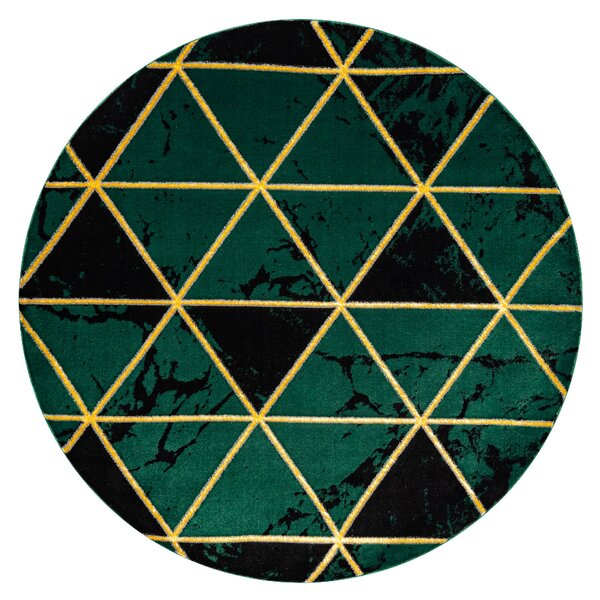 Exclusiv EMERALD covor 1020 cerc - glamour, stilat, marmură, triunghiurile sticla verde / aur