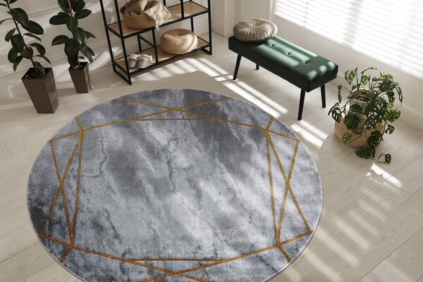 Exclusiv EMERALD covor 1022 cerc - glamour, stilat, marmură, geometric gri / aur