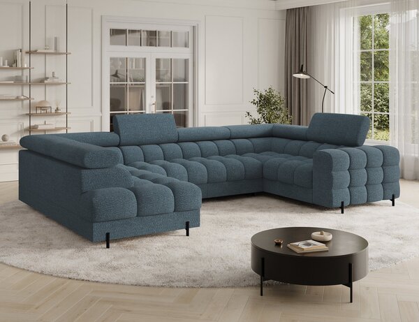 Colțar lemn masiv Formă U Extensibil Factory 346x205cm Personalizabil - Cotiera pe partea dreapta