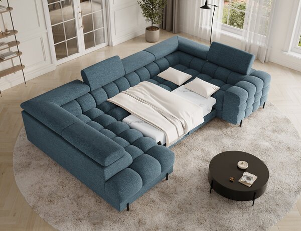 Colțar lemn masiv Formă U Extensibil Factory 346x205cm Personalizabil - Cotiera pe partea dreapta