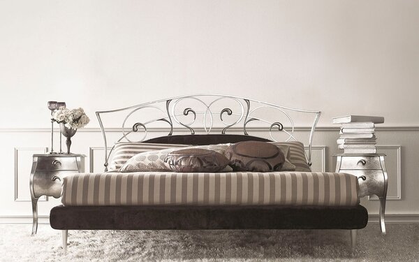 Pat lemn masiv Keren – design elegant din fier forjat - 160x200