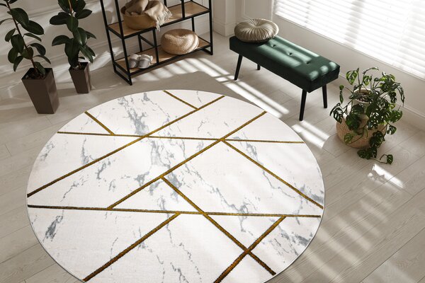 Exclusiv EMERALD covor 1012 cerc - glamour, stilat, marmură, geometric cremă / aur