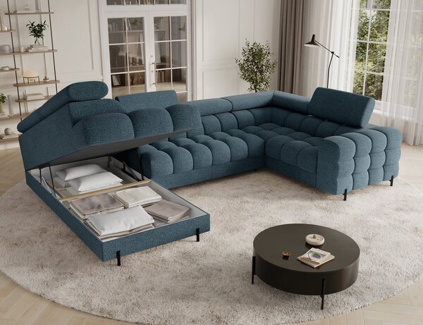 Colțar lemn masiv Formă U Extensibil Factory 346x205cm Personalizabil - Cotiera pe partea dreapta