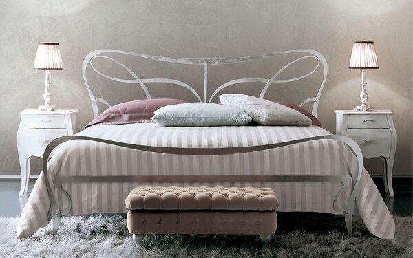 Pat lemn masiv Athos – design rafinat din fier forjat - 120x200