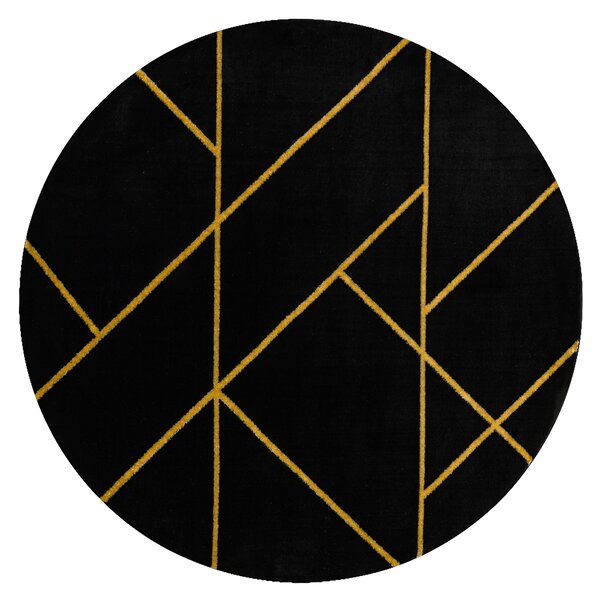 Exclusiv EMERALD covor 1012 cerc - glamour, stilat, marmură, geometric negru / aur