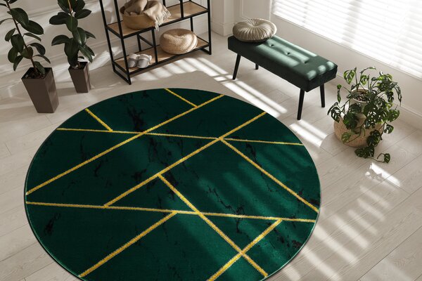 Exclusiv EMERALD covor 1012 cerc - glamour, stilat, marmură, geometric sticla verde / aur