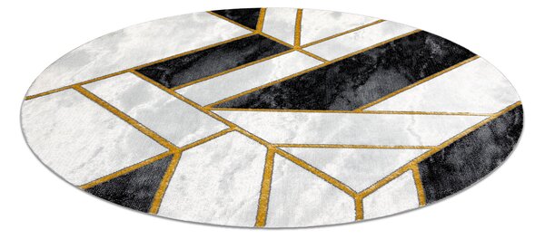 Exclusiv EMERALD covor 1015 cerc - glamour, stilat, marmură, geometric negru / aur