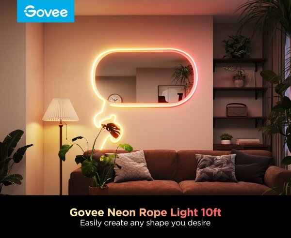 Bandă LED flexibilă Govee Neon 2 MATTER 3m RGBIC Wi-Fi