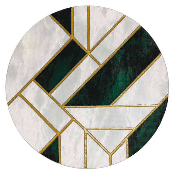 Exclusiv EMERALD covor 1015 cerc - glamour, stilat, marmură, geometric sticla verde / aur