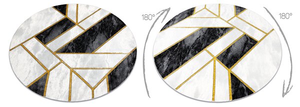 Exclusiv EMERALD covor 1015 cerc - glamour, stilat, marmură, geometric negru / aur