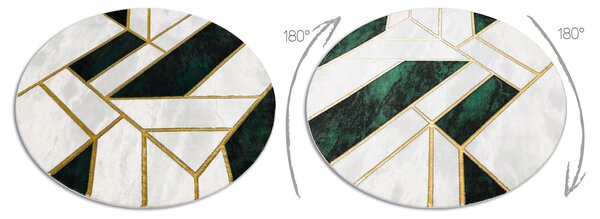 Exclusiv EMERALD covor 1015 cerc - glamour, stilat, marmură, geometric sticla verde / aur