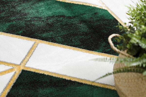 Exclusiv EMERALD covor 1015 cerc - glamour, stilat, marmură, geometric sticla verde / aur