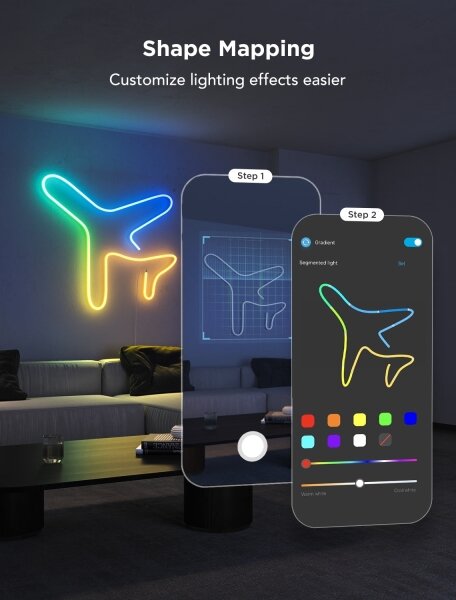Bandă LED flexibilă Govee Neon 2 MATTER 3m RGBIC Wi-Fi
