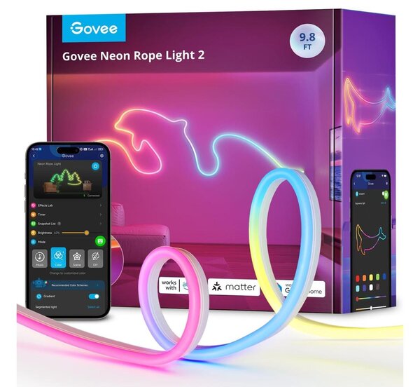 Bandă LED flexibilă Govee Neon 2 MATTER 3m RGBIC Wi-Fi