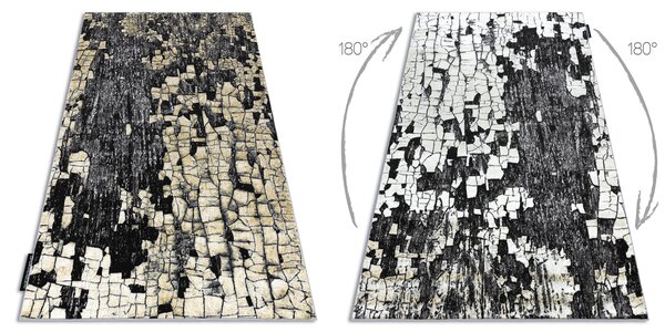 Covor DE LUXE modern 2079 Pavaj cărămidă - structural gri / aur