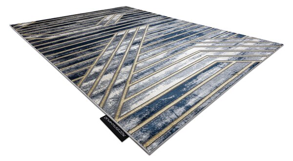 Covor DE LUXE modern 460 Linii - structural albastru inchis / aur