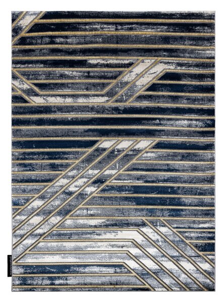 Covor DE LUXE modern 460 Linii - structural albastru inchis / aur