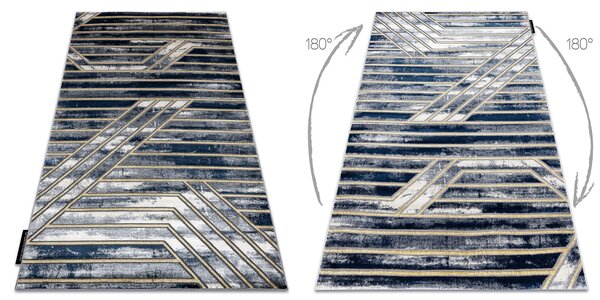 Covor DE LUXE modern 460 Linii - structural albastru inchis / aur