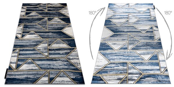 Covor DE LUXE modern 462 Geometric - structural albastru inchis / aur