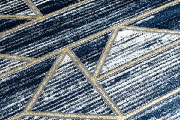 Covor DE LUXE modern 462 Geometric - structural albastru inchis / aur