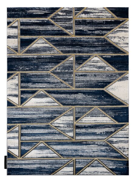 Covor DE LUXE modern 462 Geometric - structural albastru inchis / aur