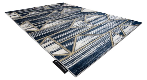 Covor DE LUXE modern 462 Geometric - structural albastru inchis / aur