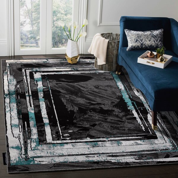 Covor DE LUXE modern 619 Cadru - structural gri / verde