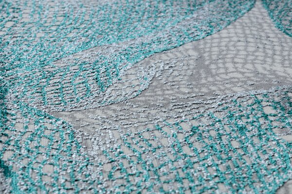 Covor DE LUXE modern 621 Net - structural gri / verde