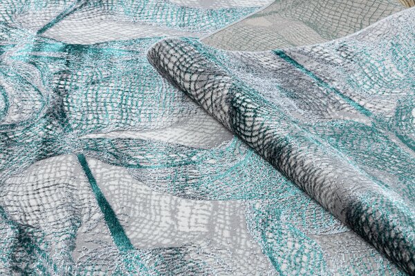 Covor DE LUXE modern 621 Net - structural gri / verde