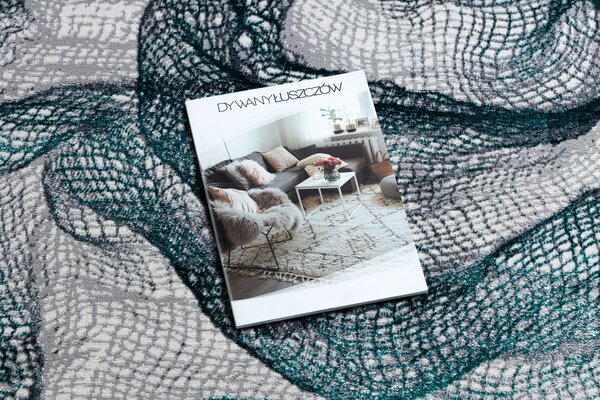 Covor DE LUXE modern 621 Net - structural gri / verde