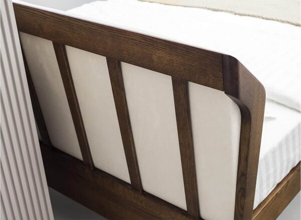 Pat lemn masiv Bordo Tapitat 140/160/180x200 cm - 140x200