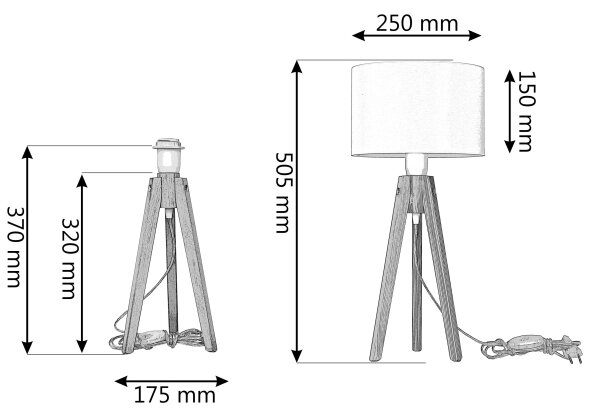 Lampă de masă ALBA 1xE27/15W/230V crem/stejar