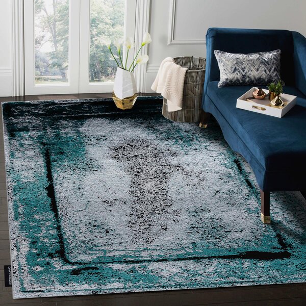 Covor DE LUXE modern 624 Cadru - structural gri / verde