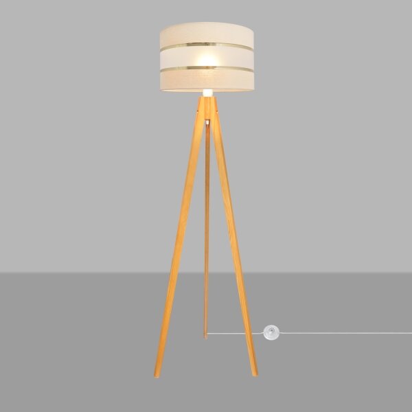Lampadar HELEN 1xE27/15W/230V crem/auriu/stejar